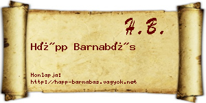 Hápp Barnabás névjegykártya